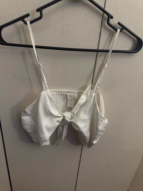 H&M Cream Shirred-Back Crop Top